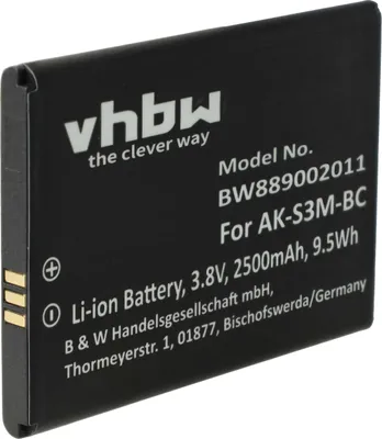 Produktbild von vhbw Akku Ersatz für Emporia AK-S3M für Handy Smartphone Senioren Telefon (2500 mAh, 3,8 V, Li-Polymer)