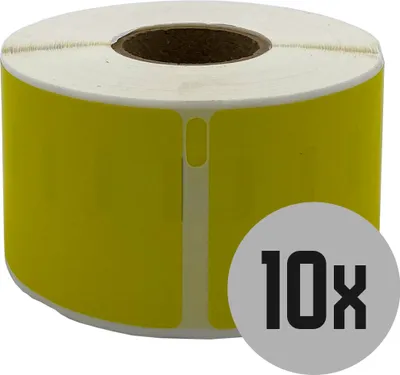 Produktbild von DULA Etiketten - Kompatibel mit Dymo Compatible labels - Geel - 99012 - S0722400 - Adresetiketten - 10 rollen - 36 x 89 mm - 260 labels per rol