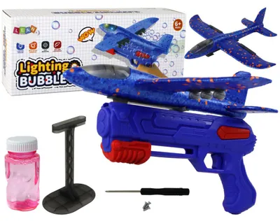 Produktbild von Leantoys Flugzeug Seifenblasenwerfer Pistole Blau