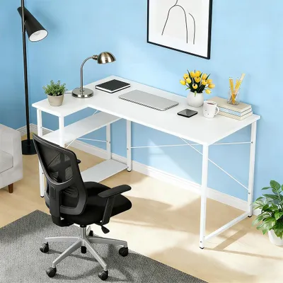 Produktbild von L Form Schreibtisch Gaming Tisch Eckschreibtisch mit Verstellbare Ablagen,Stabiler Bürotisch Computertisch für kleine Räume,Homeoffice 120x75x70cm