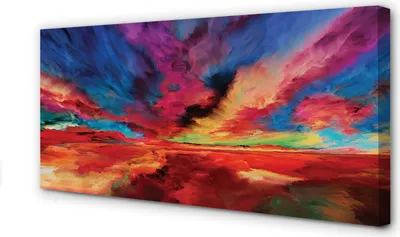 Immagine prodotto di Stampa su tela, dimensioni 100x50 cm, opera d'arte astratta con motivi frattali colorati