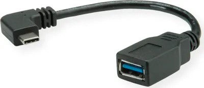 Image de ROLINE Câble USB 3.2 Gen 1 type C - type A, ST/BU, OTG, noir, 0,15 m