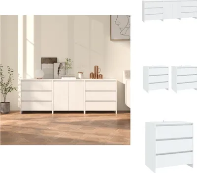 Image de vidaXL Sideboard 3 pcs. Blanc Matériau dérivé du bois - Sideboards