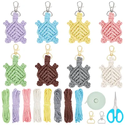 Makramee Schildkröten Schlüsselanhänger Set, 8-teilig