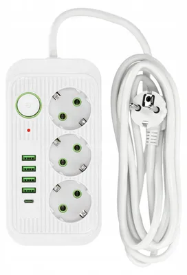 Produktbild von Kobi Steckdosenleiste 3-fach 3m mit Schalter und USB weiß