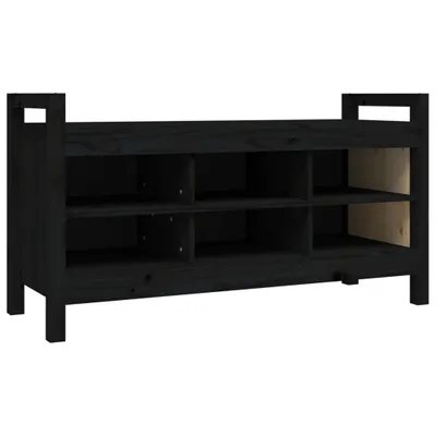 Zdjęcie produktu dla vidaXL Ławka do przedpokoju czarna 110x40x60 cm lite drewno sosnowe