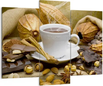 Produktbild von Bild auf Leinwand - Leinwandbild - Tasse Schokolade trinken Kakao - 130x100cm - Wand Bild - Wanddeko - Leinwanddruck - Bilder - Kunstdruck - Leinwand bilder - Wandkunst - CB130x100-2480