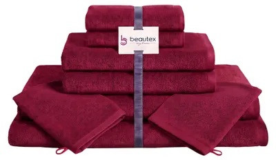Produktbild von BEAUTEX Handtuch-Set Premium Frottier Sets, 100% Baumwolle 550g/m²,Bordeaux,Set: 4 Hand-, 2 Badetücher