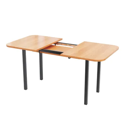 Produktbild von Klassischer ausziehbarer Esstisch in Holzfarbe 120 cm, Teleskoplänge bis 160 cm,  moderner minimalistischer Stil, geeignet für 4-6 Personen,