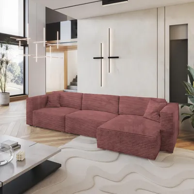 Produktbild von Masseno Ecksofa TOLMO mit Schlaffunktion L-Form, Sofa mit Bettkasten, Wohnzimmersofa, Couch, Soffa, Bettsofa, Couchgarnitur- Rosa, TILIA 62