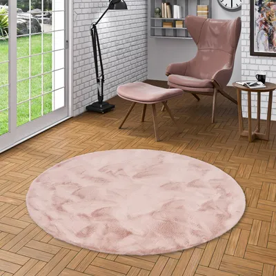 Produktbild von Luxus Super Soft Fellteppich Plush Altrosa Rund , Größe:160 cm Rund