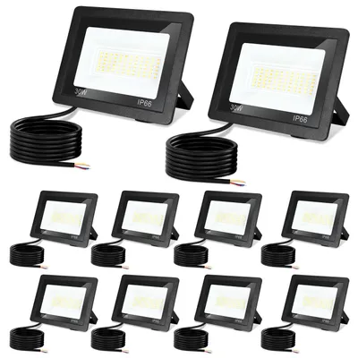 Obrázek produktu pro Vigevee LED reflektor pro venkovní použití, 30W, IP66, s 3 teplotami barev: 3000K/4000K/6500K, sada 10 kusů