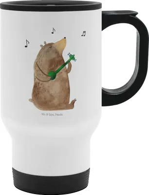 Produktbild von Mr. & Mrs. Panda thermosbecher Bär Gitarre - Weiß - Geschenk, Kaffeebecher To Go, Edelstahlbecher, Teddy, Thermobecher, To-Go-Becher