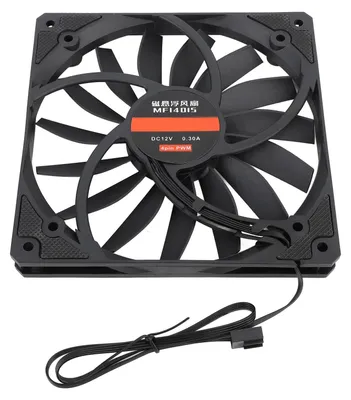 Obrázek produktu pro 140mm 4pinový PWM ventilátor do skříně, ultratenký (15 mm), 1100 ot./min., ložisko MFDB, chladicí ventilátor pro PC, 12 V, černý