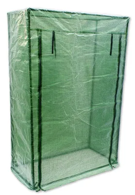 A green greenhouse on a white background.