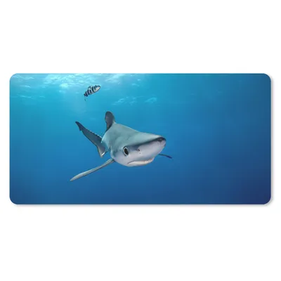 Produktbild von MuchoWow® Mauspad Mousepad Großer Blauer Hai 60x30 cm - Mousepads - Maus Mat - Pad - Mausunterlage - Nachhaltig
