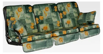 Produktbild von Hollywoodschaukel Auflage Comfort – Ersatzauflage für 3-Sitzer Gartenschaukel – Polster für Sitzen, Liegen und Entspannen, Germany, hochwertiger Stoff, grün-orange geblümt