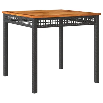 Obrázek produktu pro vidaXL Zahradní stůl černý 80x80x75 cm polyratan akáciové dřevo