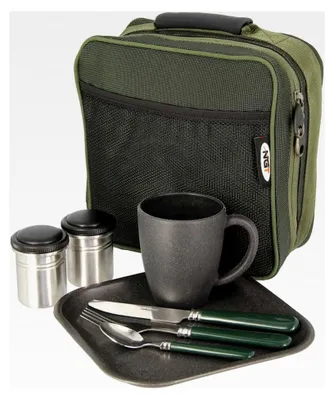 Produktbild von Camping Geschirr Set für 1 Person mit Zubehör für Angeln