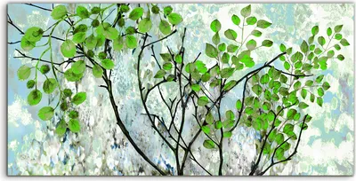 Produktbild von Coloray Acrylbild 100x50  Wandbild Acrylbilder Baum mit grünen Blättern