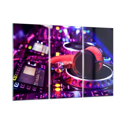 Produktbild von Bilder auf glas - DJ Disco Nachtclub Audio - 105x70cm - Glasbilder - Wandbilder - Kunstdruck - zum Aufhängen bereit - Wanddekoration aus Glas - Glas Bilder - Wandbild auf Glas - GCE105x70-2404