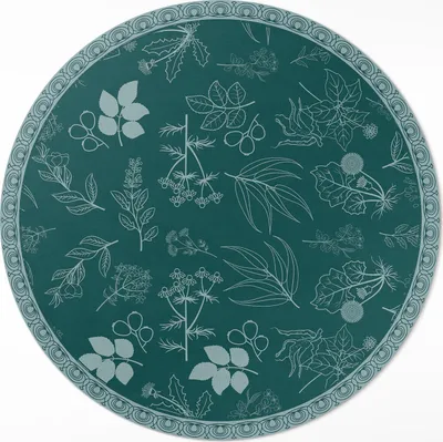 Produktbild von Zarte Pflanzen – Vinyl Fußmatte – Ø 150cm – Rutschfest – Pflegeleicht & Langlebig
