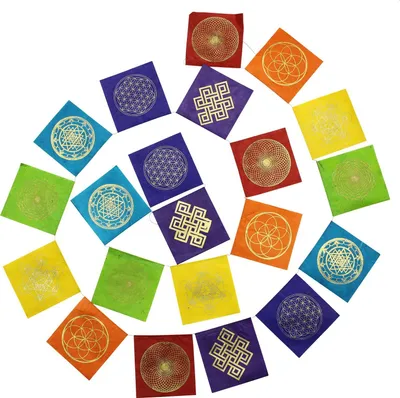 Produktbild von Gebetsfahne - Fahne - Heilige Geometrie - mehrfarbig - Chakrenfarben - Papier - ca. 10,5 x 10,5 cm