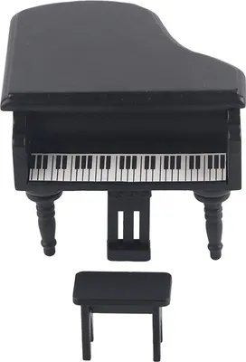 Image de Mini -simulation de piano en bois Grand Piano avec chaise pour 1:12 maison de poupée accessoire (noir)