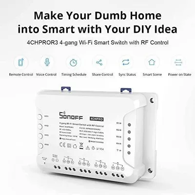 Zdjęcie produktu dla Przełącznik WIFI 4 kanałowy sonoff inteligentny dom sterowanie zdalnie