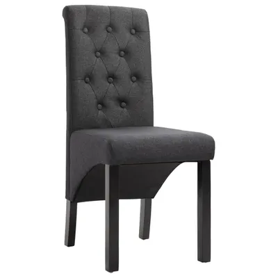 Image de vidaXL Chaises de salle à manger 4 pcs. Tissu gris foncé