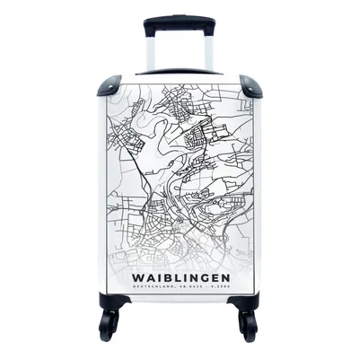 Produktbild von MuchoWow® Koffer Handgepäck Trolley Rollkoffer Kleine Reisekoffer mit 4 Rollen - Karte - Stadtplan - Waiblingen - Karte - Cabin Size < 55x40x23 cm & 55x40x20 cm - Fotokoffer - Kabinenkoffer - Boardgepäck - Reise-Box - Reisekoffer - Reisegepäck - Koffer mit Bild - Trolley für Kinder