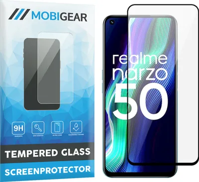 Produktbild von Mobigear Premium  Realme Narzo 50 4G Panzerglas Gehärtetes Glas Displayschutz - Hüllenfreundlich - Schwarz