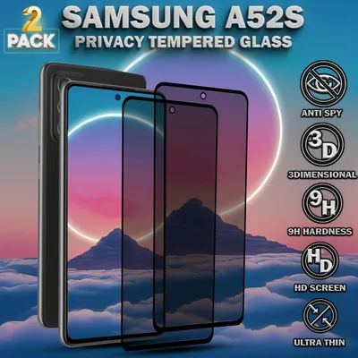 Obrázok produktu pre 2-balenie Samsung A52S Ochranné sklo na displej Privacy - Tvrdené sklo 9H - Super kvalita 3D