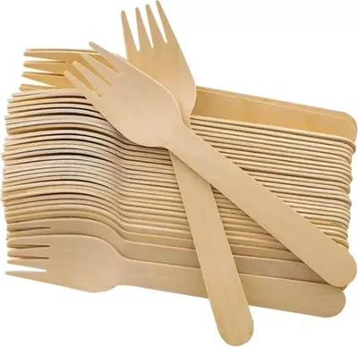 Produktbild von PARENCE.- Set mit 100 Holzgabeln - Einweg-Holzbesteck, Gabeln umweltfreundliche,