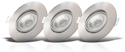Image de B.K.Licht lot de 3 spots à encastrer IP23 ultraplats 24mm, orientables, Ø90mm, nickel mat, éclairage plafond encastrable, platines LED 4,9W, 480Lm, blanc chaud 3000K