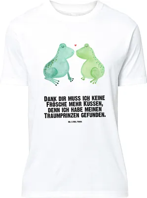 Produktbild von Mr. & Mrs. Panda Größe L T-Shirt Frosch Liebe - Weiß - Geschenk, Hochzeitstag, Froschkönig, Tshirt, Freundin, mit Spruch, Shirt, Verheiratet