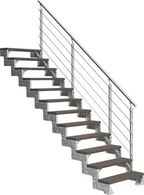 Produktbild von Aussentreppe Pertura Tallis mit Prova Geländer 12 Steigungen 80 cm dunkelbraun