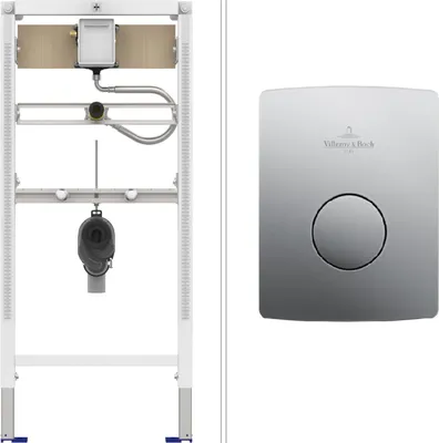 Produktbild von VILLEROY & BOCH Set Urinal Vorwandelement mit Betätigungsplatte, chrom matt