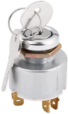 Image de Interrupteur de démarrage moteur universel 12V, etc. Contacteur 3 positions ON/OFF avec clé, argenté