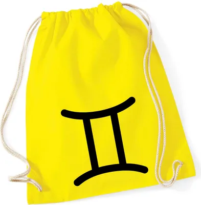 Produktbild von Huuraa Turnbeutel Zwillinge Sternzeichen Zeichen 12 Liter Yellow Baumwolle Rucksack Geschenkidee