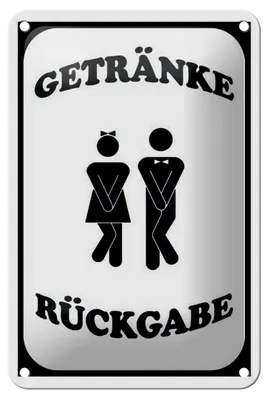 Produktbild von Blechschild Hinweis 12x18cm Getränke Rückgabe WC lustig