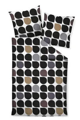 Produktbild von Janine Design Mako-Satin Bettwäsche-Garnitur J.D. 87093 Farbe schwarz platin Größe 135x200 + 80x80 cm