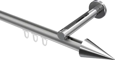 Produktbild von Interdeco Innenlaufstange / Gardinenstange mit Innenlauf Silbergrau / Chrom, Typ Siteno Savio (Kegel), 20 mm Ø 1-läufig, 200 cm
