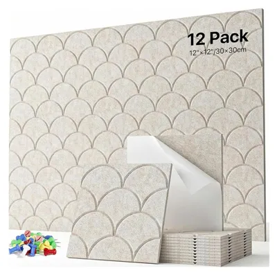 Image de Lot de 12 panneaux acoustiques en feutre et liège, dimensions 120x90 cm, adhésifs, couleur beige clair