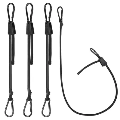 Produktbild von Spanngummis mit Haken & Karabiner, 4 Stück, 100cm, Schwarz, Extra Stark