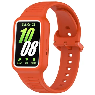 Image de Bracelet de montre en silicone pour Samsung Galaxy Fit 3 avec boîtier intégré - Bracelet de rechange orange