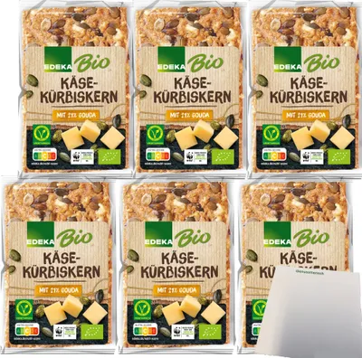 Produktbild von Edeka  Käse-Kürbiskern Knäckebrot 6er Pack (6x200g Packung) + usy Block