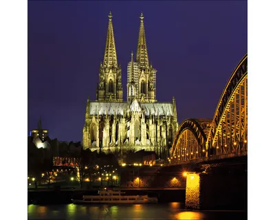 Produktbild von Glasbild Köln Dom Nacht II 50x50 cm