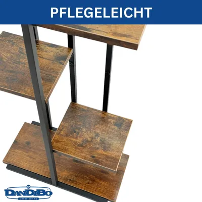Image de DanDiBo Étagère à fleurs Indoor Métal Noir 6 étages Bois 96581 Escalier pour fleurs Support pour plantes Moderne Support pour fleurs Design