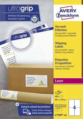 Image de Avery - Adressetiketten - weiß - 100 Stck. 4) (L7169-100)
